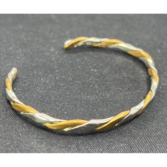 Sergio Lub Golden Ivy Copper & Silvertone Cuff Bracelet Vintage - Picture 3 of 5